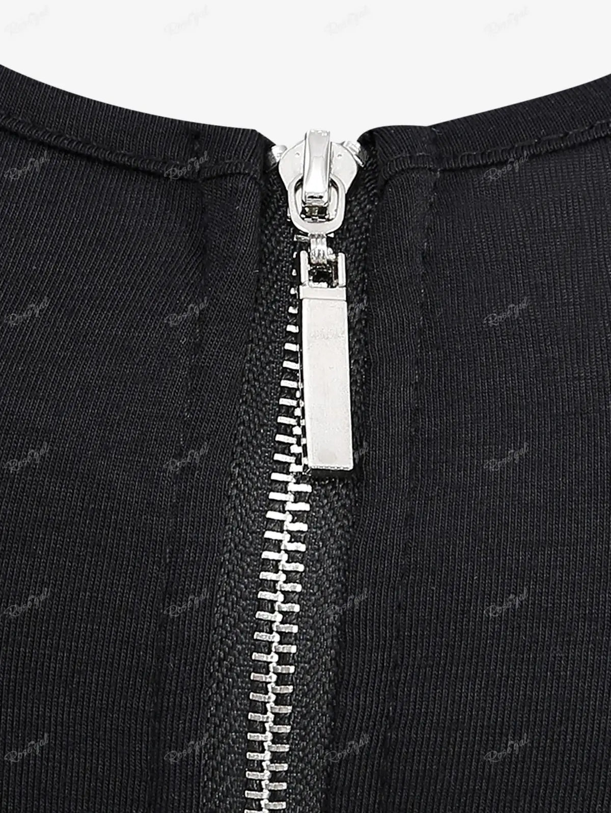 Gothic Plus-Size Fishnet Zipper Top for Summer Fun