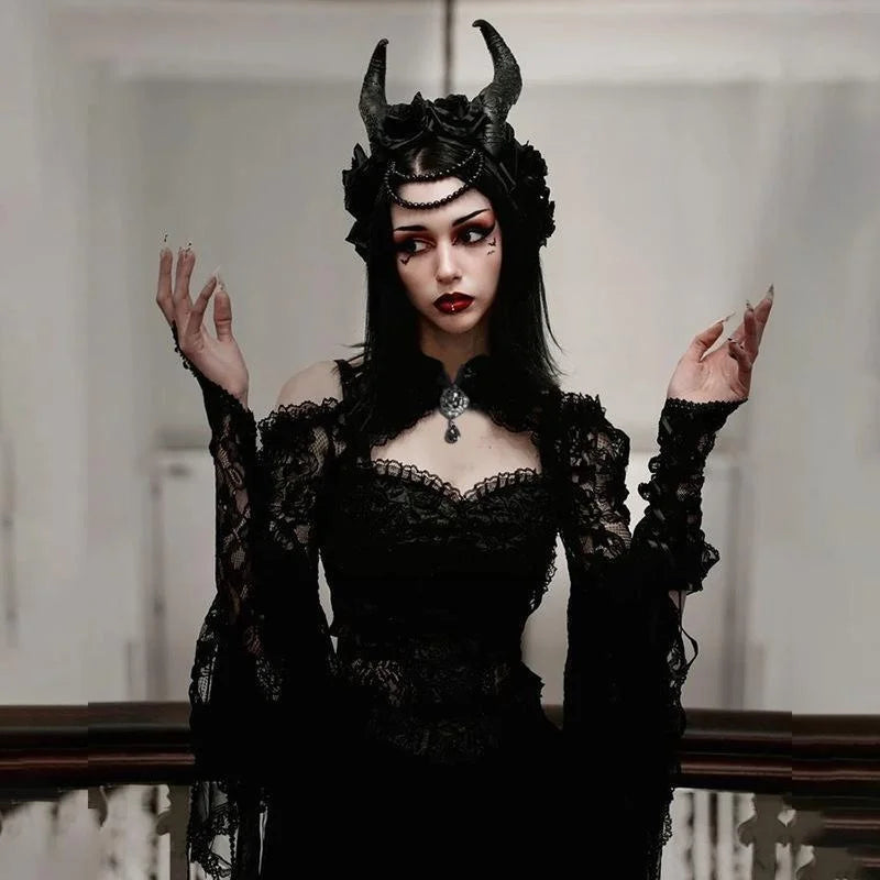 Black Mesh Lace Overlay Shrug Punk