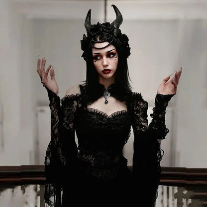 Black Mesh Lace Overlay Shrug Punk