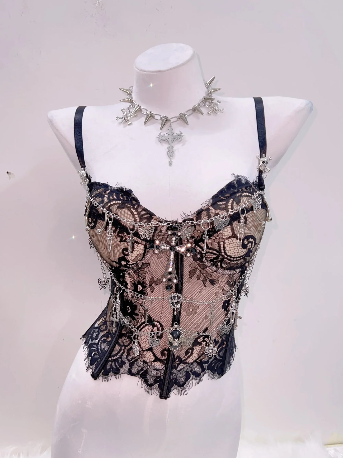 Gothic Y2K Lace Crop Tank