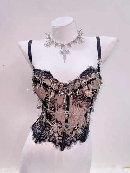 Gothic Y2K Lace Crop Tank