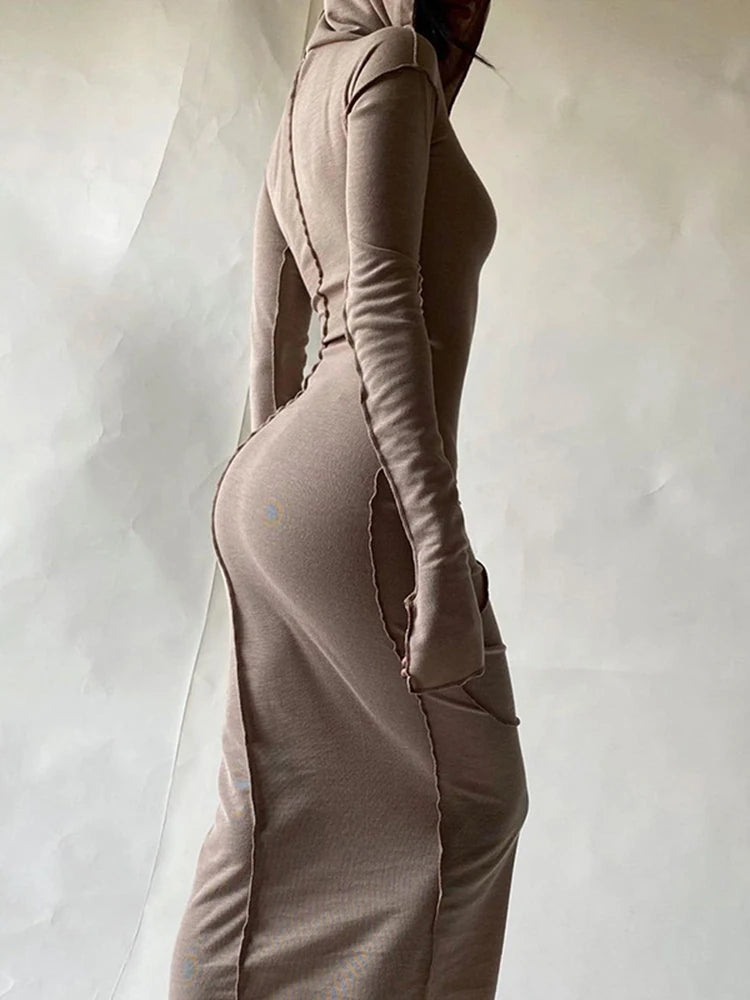 Cozy Chic Patchwork Maxi Hooded Dress