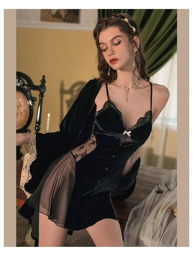 Mystic Moonlace Velvet Pajamas for Enchanted Nights