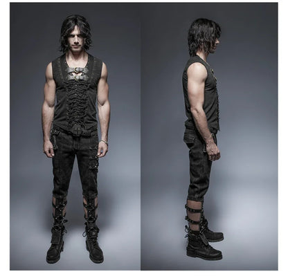 Black Punk Rock Cotton Vest for Men