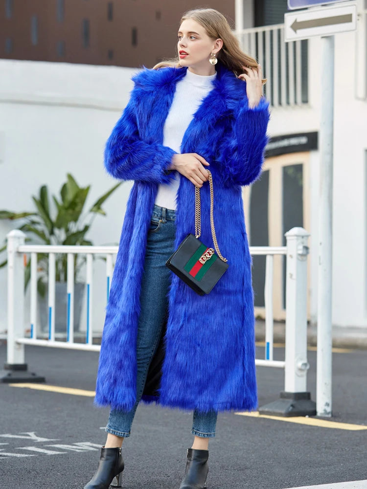 High Street Luxury Long Faux Fur Coat