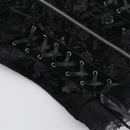 Black Rose Lace-Up Camisole Top