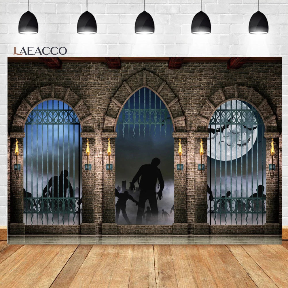 Moonlit Feline: Halloween Bat Castle Backdrop