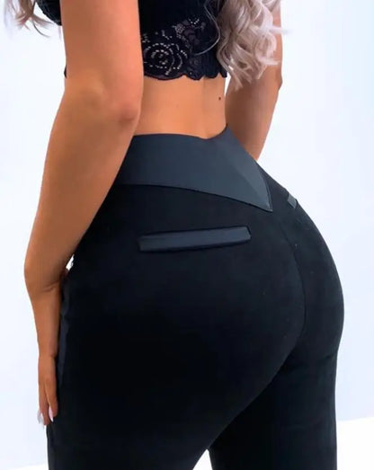 High Waist Zipper Design Skinny Long Pants