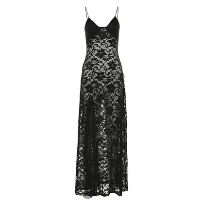 Luxe Lace V-Neck Ruffle Evening Dress