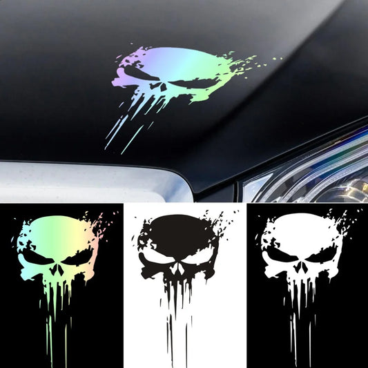 Reflective Skull Decal - Waterproof Motorcycle Accessory