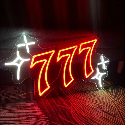 777 Video Gaming red  Sign Glass Neon Light