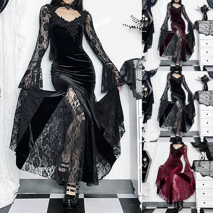 Gothic Rose Lace Plaid Mini Dress - Punk Vibe