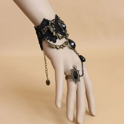 Gothic Red Rose Lace Bracelet for Women