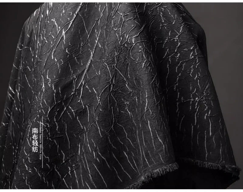Eco Pleat: Black Nylon-Rayon Fabric for Design Creations