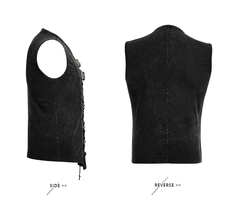 Black Punk Rock Cotton Vest for Men