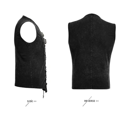 Black Punk Rock Cotton Vest for Men