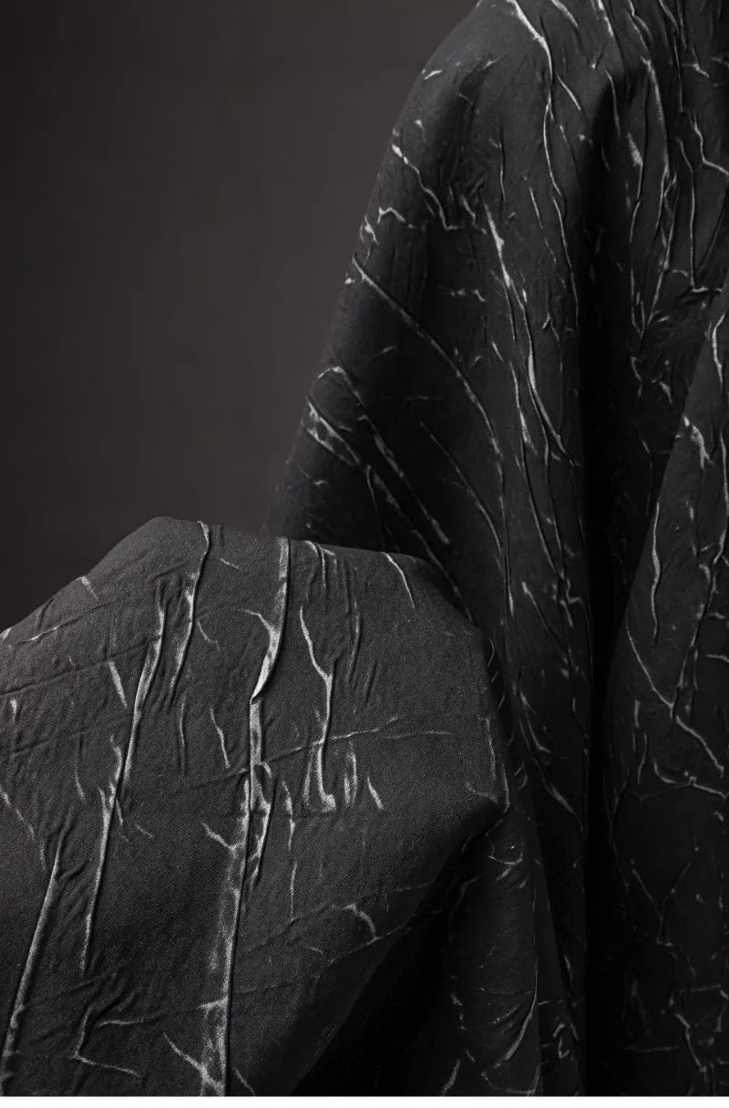 Eco Pleat: Black Nylon-Rayon Fabric for Design Creations