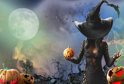 Moonlit Feline: Halloween Bat Castle Backdrop