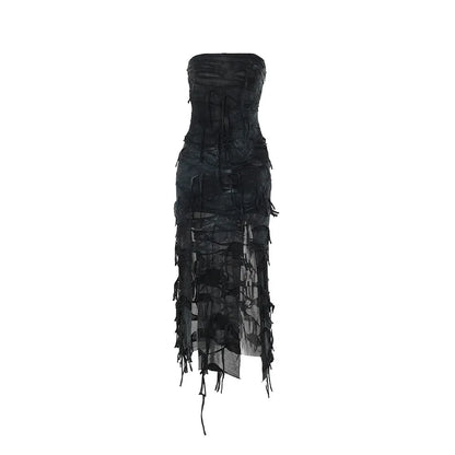 Hole Strapless Grunge Dress