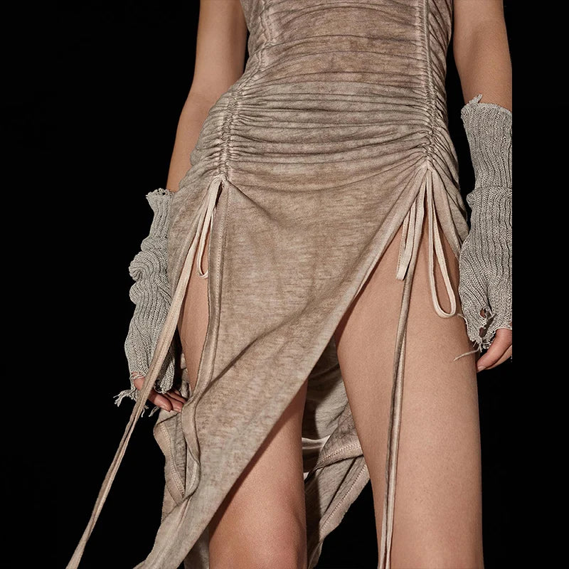 Dusk Charm Hooded Drawstring Dress