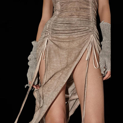 Dusk Charm Hooded Drawstring Dress