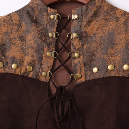 Women Steampunk Vest Vintage Blouse with Gloves