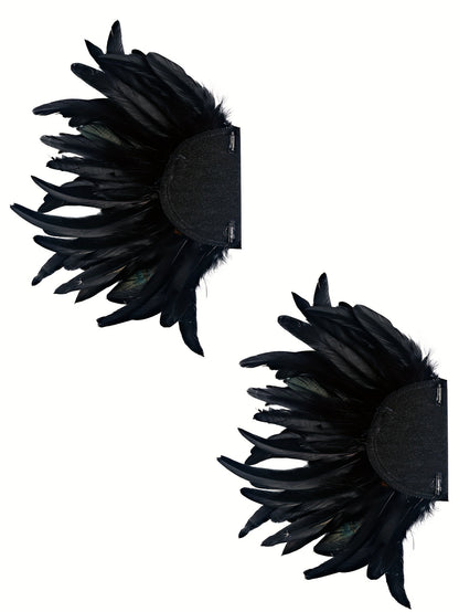 Product Name: Gothic Elegance: Feather Shoulder Shrug Set
