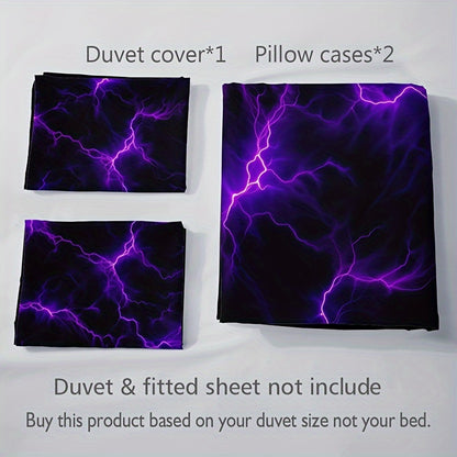Vivid Purple Lightning 3Pc Bedding Set