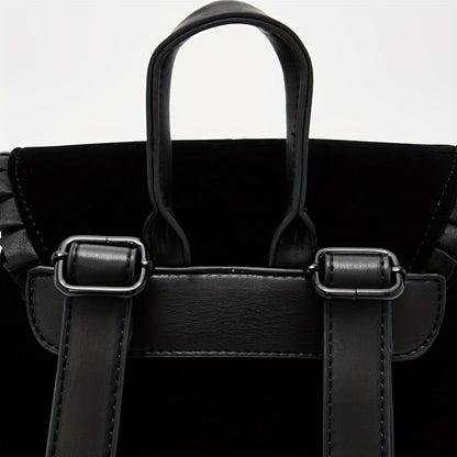 Gothic Velvet Y2K Backpack with Witch Design