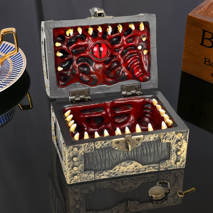 Gothic Vampire Trinket Chest with Key, Resin Keepsake Box