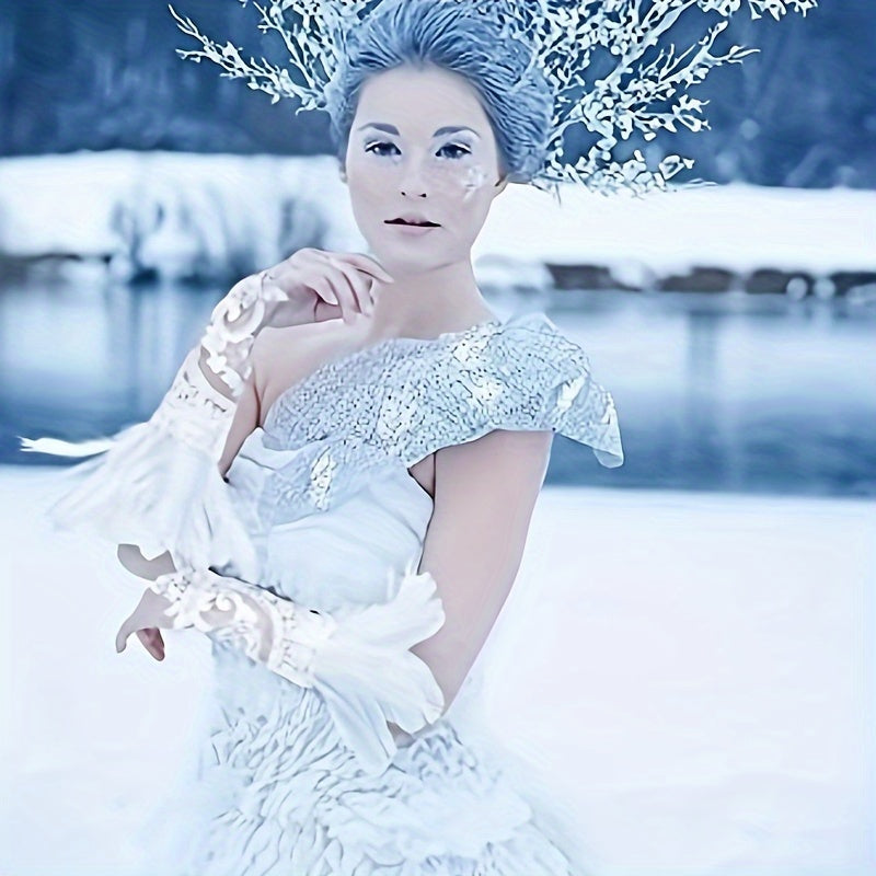 Feathered Lace Gloves & Cuffs Set for Parties