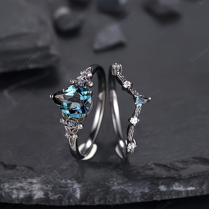 Product Name: Gothic Blue Zircon Mosaic Glam Ring