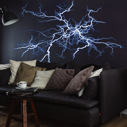 Vibrant Lightning & Nature Wall Decal Contemporary Geometric Design