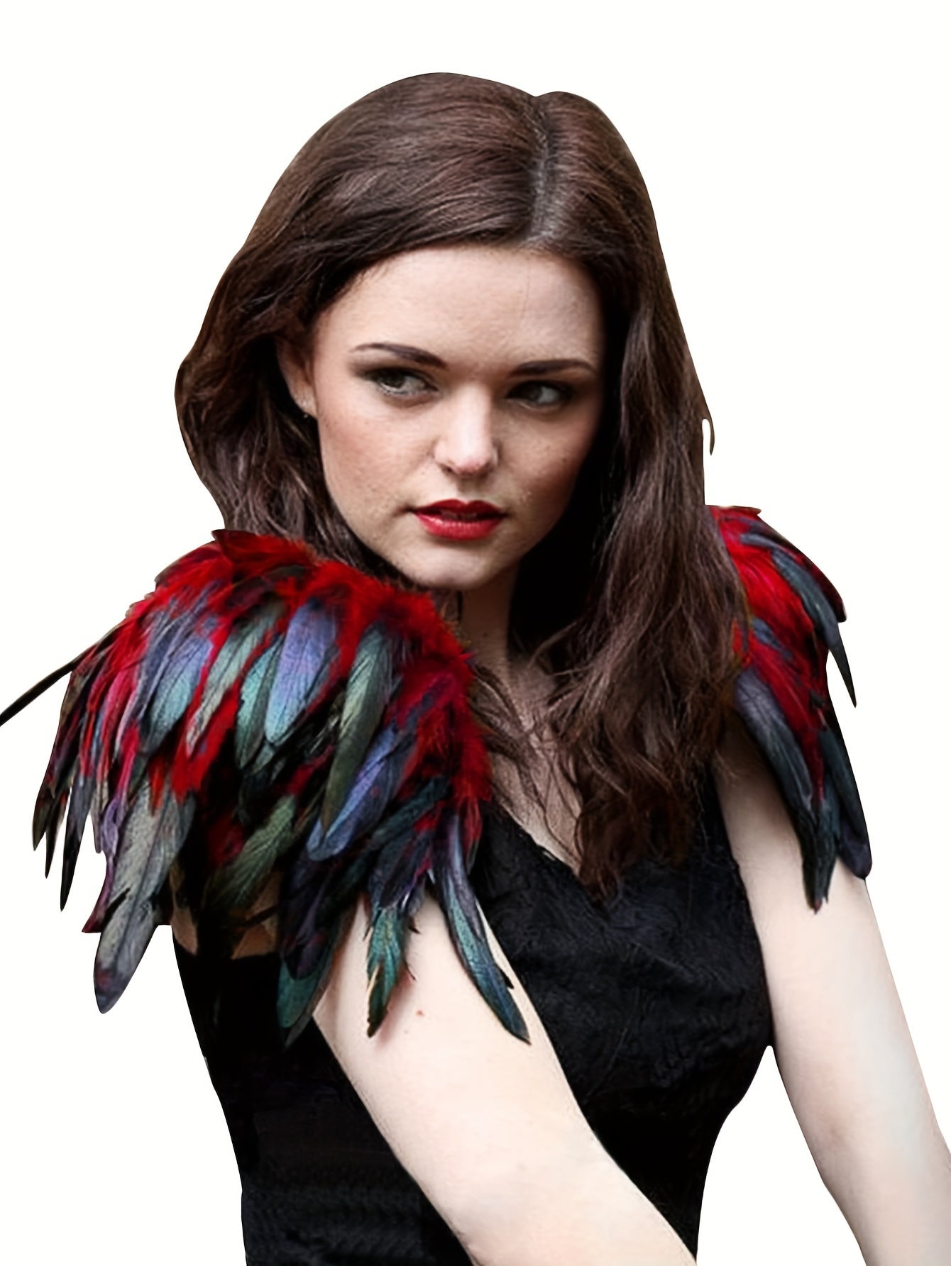 Product Name: Gothic Elegance: Feather Shoulder Shrug Set