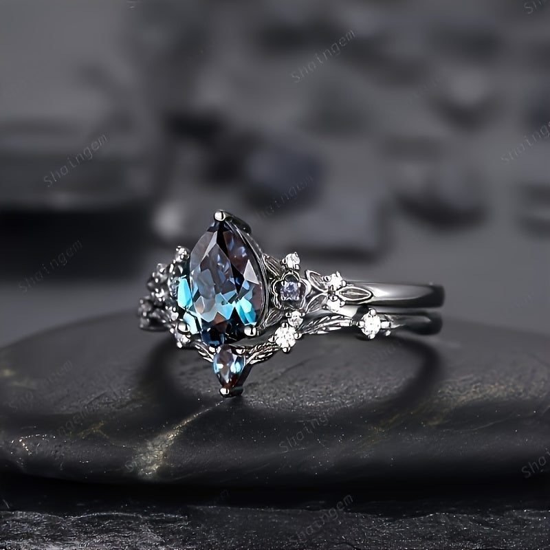 Product Name: Gothic Blue Zircon Mosaic Glam Ring