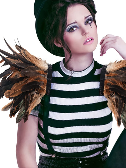 Product Name: Gothic Elegance: Feather Shoulder Shrug Set