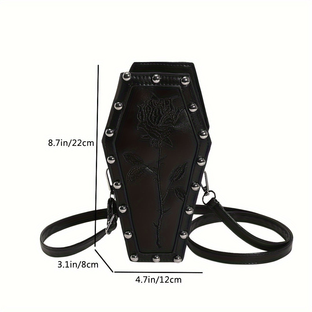 Gothic Rose Coffin Crossbody Bag for Women