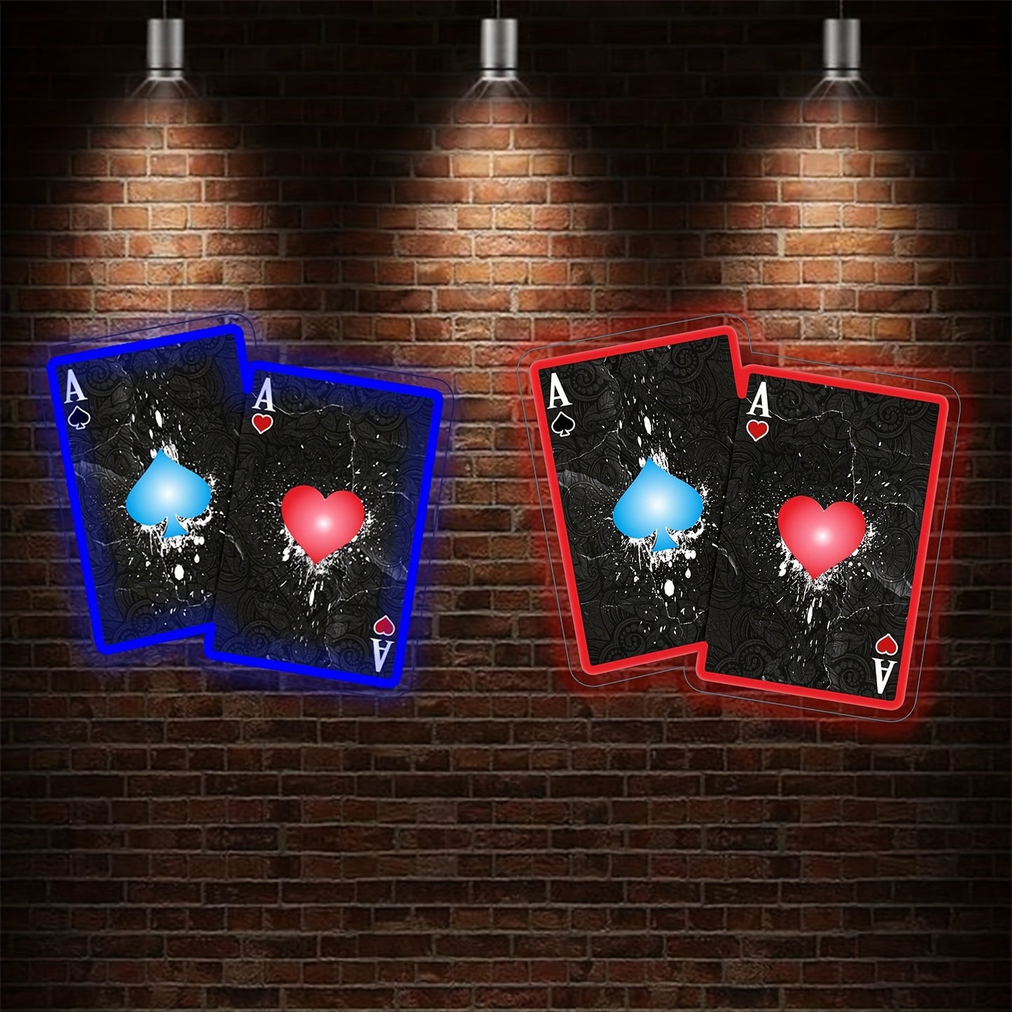 Ace of Spades & Ace of Hearts UV Neon Sign