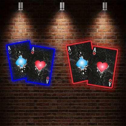 Ace of Spades & Ace of Hearts UV Neon Sign
