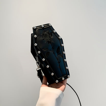 Gothic Rose Coffin Crossbody Bag for Women