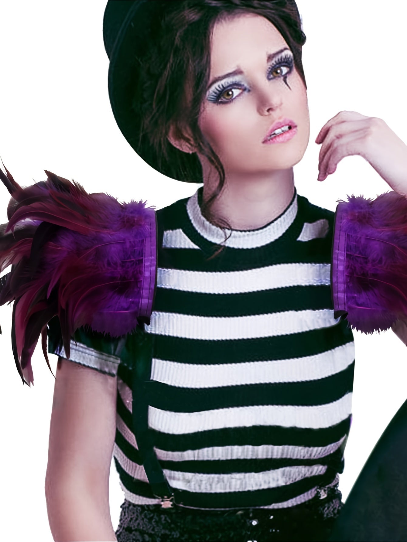 Product Name: Gothic Elegance: Feather Shoulder Shrug Set