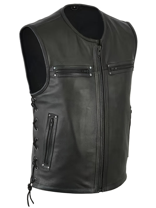 “Classic Rider Faux Leather Vest for Men”