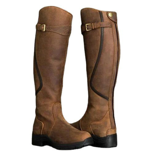 Long Boots Women's Flat bottomed Round Head Leather