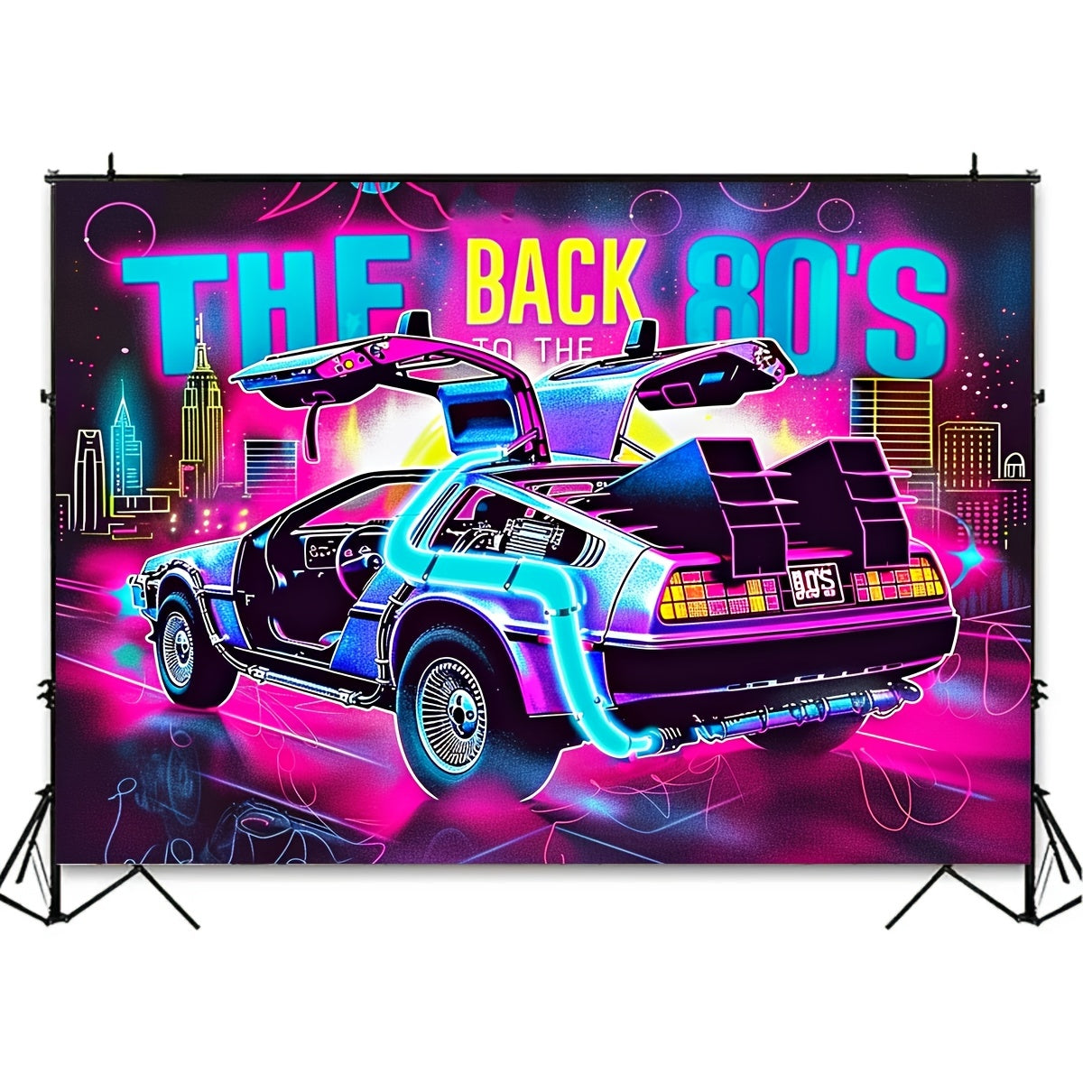 Retro Vibes Banner - 80's Party Polyester Decor