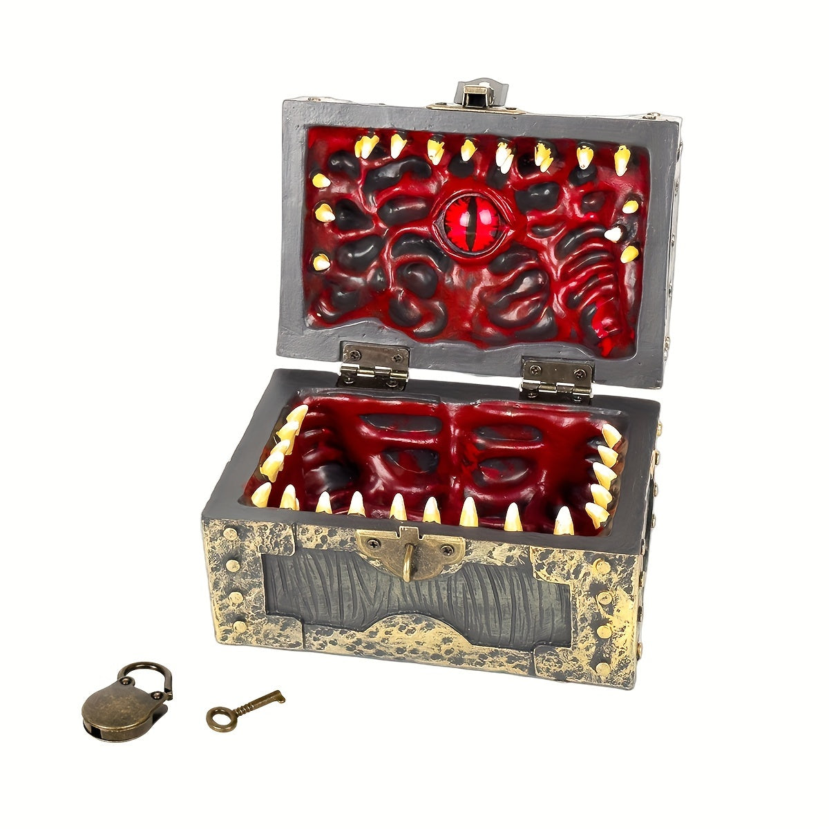 Gothic Vampire Trinket Chest with Key, Resin Keepsake Box