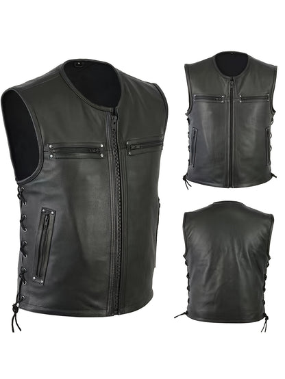 “Classic Rider Faux Leather Vest for Men”