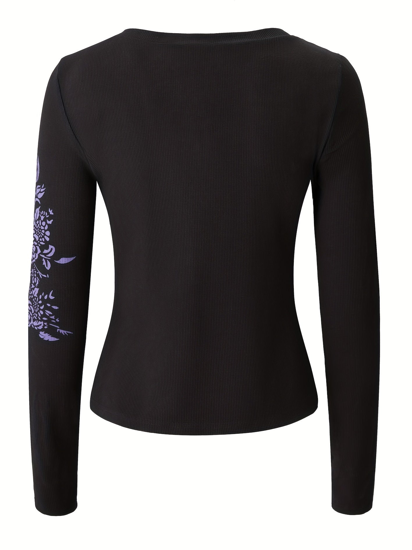 Y2K Feather Print V-Neck Top