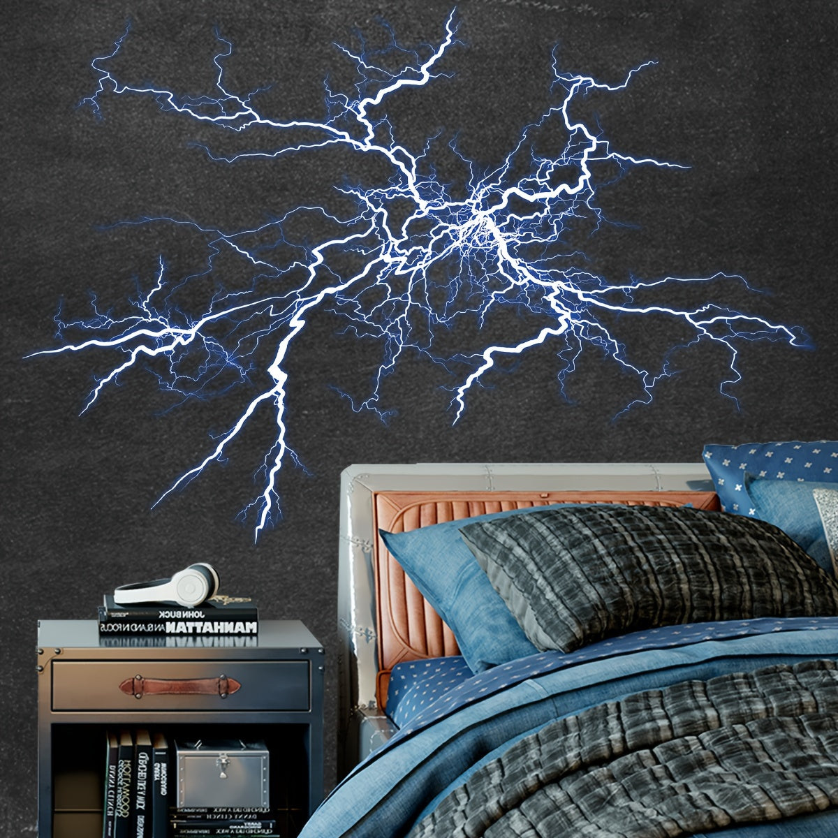 Vibrant Lightning & Nature Wall Decal Contemporary Geometric Design