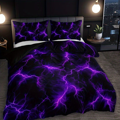 Vivid Purple Lightning 3Pc Bedding Set